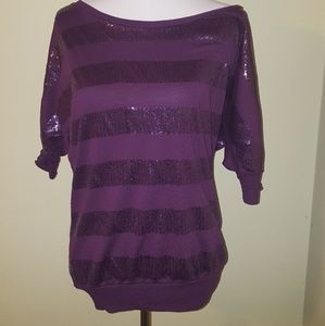 Purple boatneck/off shoulder Top